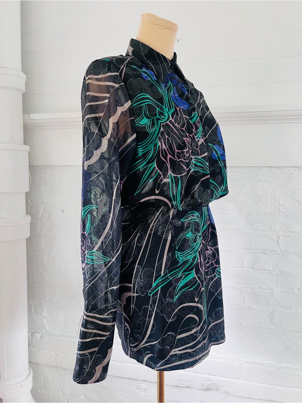 Sabina Musayev Abby Mini Dress Black Floral Metallic Size XS New With Tags - Picture 5 of 17